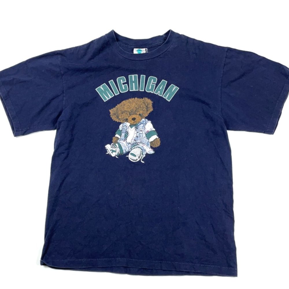 Tour Champion Michigan Teddy Bear T-Shirt 90s
